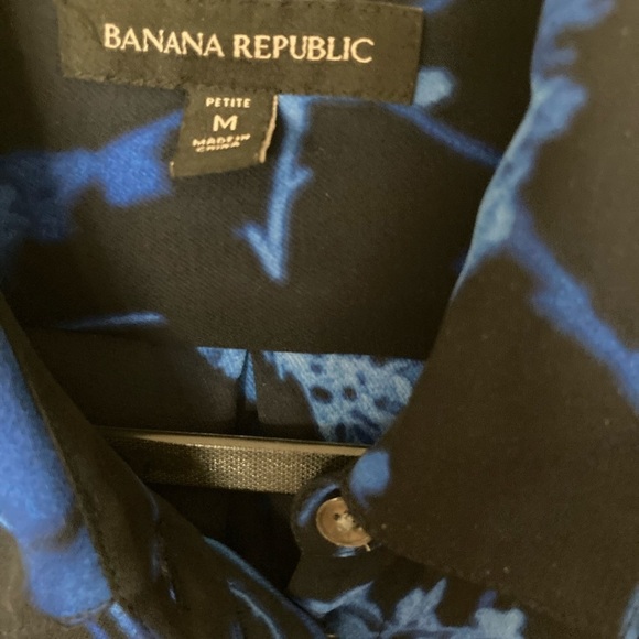 Banana Republic Vibrant Blue & Black Long Sleeves Button Down Top Medium - Picture 5 of 6